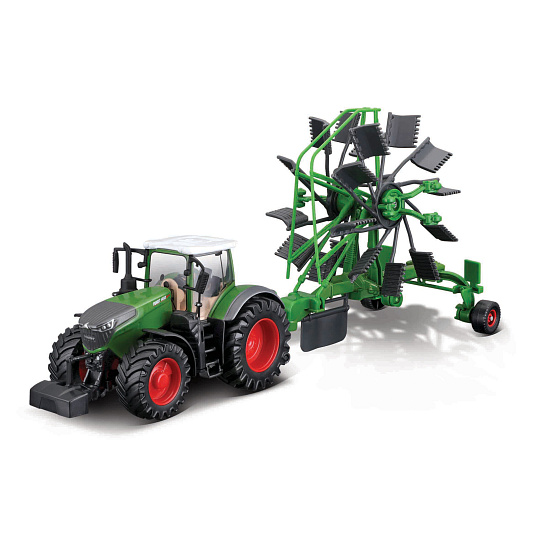Bburago - FARMLAND, Fendt 1050 Vario s rotačními hráběmi, 10 cm