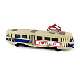 Rappa Kovová česká retro tramvaj modrá 16 cm PRAGUE otevírací dveře