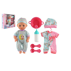 Panenka miminko 25cm pevné tělo s doplňky v krabici 30x27x8cm
