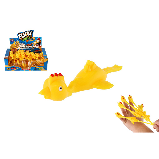 Teddies Kuře natahovací létací střílecí antistresové silikon 10cm