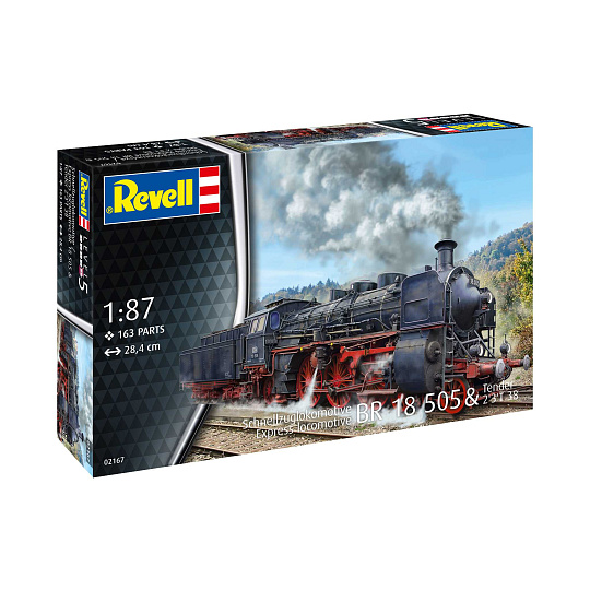 Revell Plastic ModelKit lokomotiva 02167 - Express Locomotive BR 18 505 with Tender 2'3' T38 (1:87)
