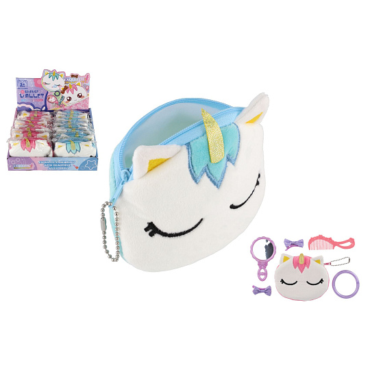 Teddies Peněženka dívčí jednorožec semiš 12x10cm s doplňky do vlasů 2 barvy Teddies Peněženka dívčí jednorožec semiš 12x10cm s doplňky do vlasů 2 barvy