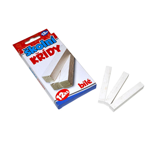 Křídy školní bílé 12 ks v krabičce 7x11cm