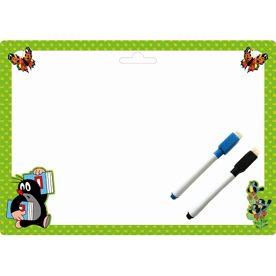 Akim Giochi Preziosi Oboustranně stíratelná tabulka/kreslící podložka A4 + 2 popisovače s plstěným hrotem - Krtek 1