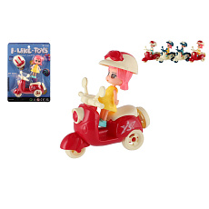 Panenka se skútrem plast 9cm s helmou 4 barvy na kartě 18x25x5cm