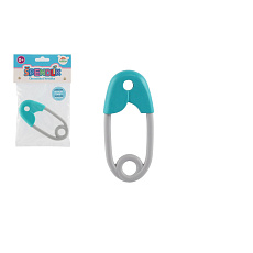 Chrastítko špendlík plast 12cm tyrkysovošedé 12x19cm v sáčku 0m+