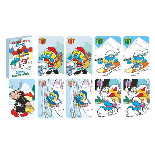 Černý Petr Šmoulové 2 zimní společenská hra v papírové krabičce 6x9cm Černý Petr Šmoulové 2 zimní společenská hra v papírové krabičce 6x9cm