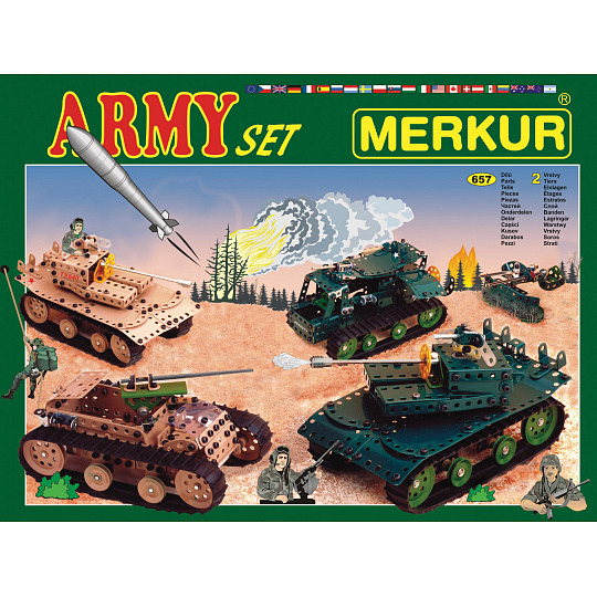 MERKUR - Stavebnice Merkur Army Set, 674 dílů, 40 modelů MERKUR - Stavebnice Merkur Army Set, 674 dílů, 40 modelů