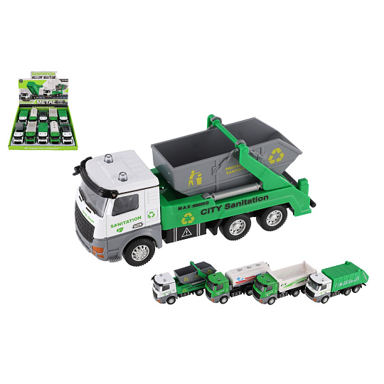 Teddies Auto nákladní městské úklidové služby kov/plast 14cm na zpětné natažení 4 druhy