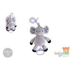 Slon babyted natahovací hrací strojek plyš 30cm závěs na postýlku/kočárek na kartě v sáčku 0m+ Slon babyted natahovací hrací strojek plyš 30cm závěs na postýlku/kočárek na kartě v sáčku 0m+