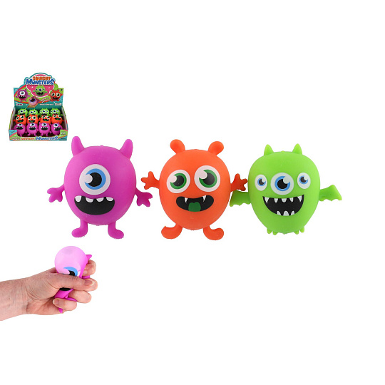 Teddies Míček příšerka/monstrum antistresový mačkací sliz 9x8cm 3 barvy