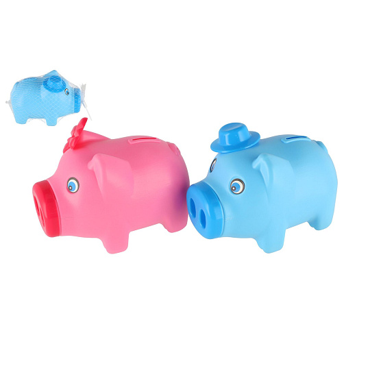 Teddies Pokladnička prasátko plast 16x12cm 2 barvy