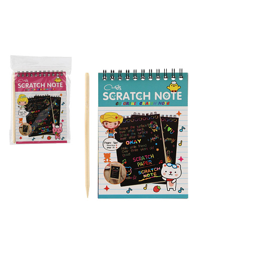 Teddies Škrabací/Vyškrabovací notes barevný 10 listů 10x14cm 2 barvy