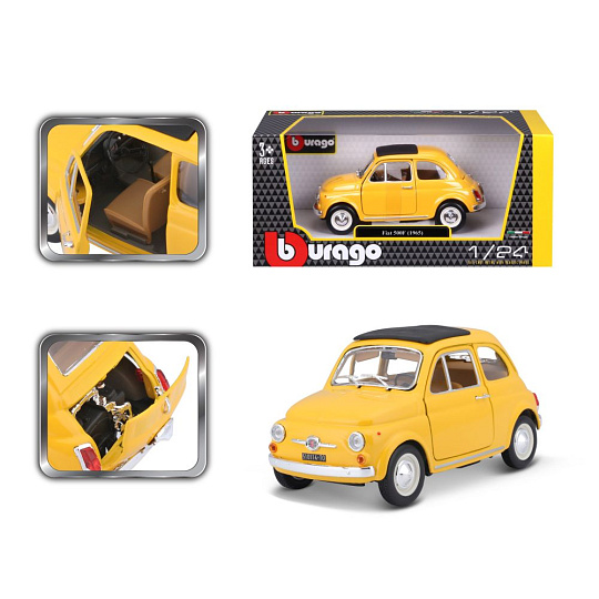 Bburago ORBICO Bburago 1:24 Fiat 500 F 1965 Yellow Bburago ORBICO Bburago 1:24 Fiat 500 F 1965 Yellow