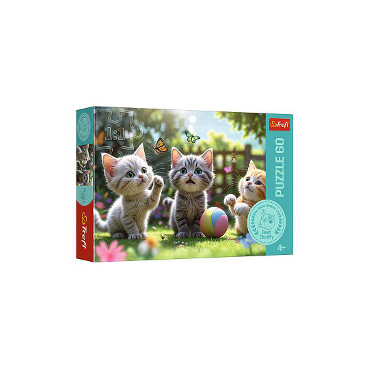 Puzzle Tři koťátka 33x22cm 60 dílků v krabici 21x14x4cm Puzzle Tři koťátka 33x22cm 60 dílků v krabici 21x14x4cm