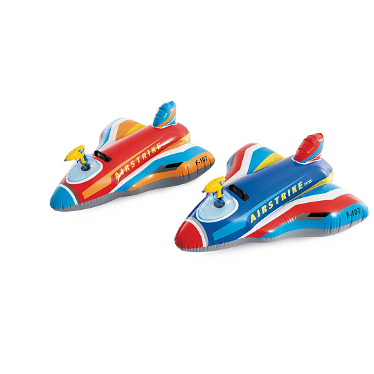 Lehátko letadlo/stíhačka nafukovací s úchytem a pistolí 117x104cm 2 barvy v krabici