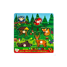 Teddies Vkládačka dřevěná Moje první zvířátka lesní 6 ks 22,5x22,5x2,5 cm 12m+