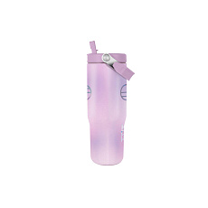 Hrnek cestovní s uchem s brčkem 850ml K-pop Demon Hunters/Lovkyně démonů kov/plast 24cm v sáčku