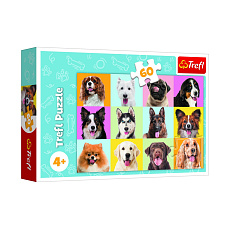 Trefl Puzzle Roztomilí psi 33x22cm 60 dílků v krabici 21x14x4cm