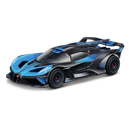 Bburago - RACE, Bugatti Bolide v dekorativním boxu, černá metalíza-modrá, 1:43
