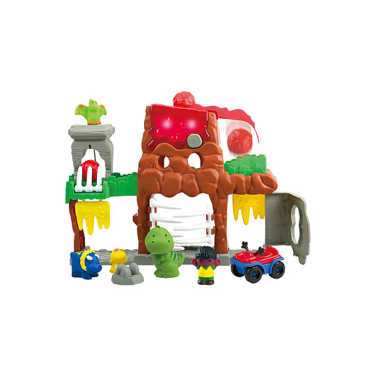 Sada dobrodružný svět dinosaurů s doplňky plast na baterie se zvukem, světlem v krabici 48x39cm 18m+