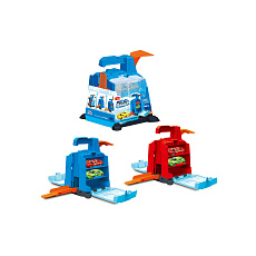 Garáž + 2 auta plast s vystřelovacím mechanismem 16x19x15cm