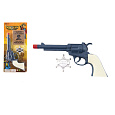 Teddies Pistole revolver klapací plast 23x12cm s šerifským odznakem na kartě