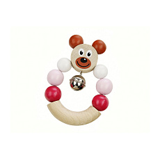 Detoa Chrastítko/Hrkadlo medvěd růžový dřevo 7x9cm na kartě 6m+ Detoa Chrastítko/Hrkadlo medvěd růžový dřevo 7x9cm na kartě 6m+