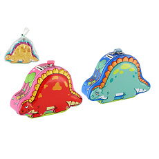 Wiky Pokladnička dinosaurus plechová se zámkem 18x13cm, 3 barvy