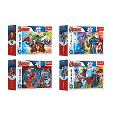 Trefl Minipuzzle 54 dílků Avengers/Hrdinové 4 druhy v krabičce 9x6,5x4cm 40ks v boxu