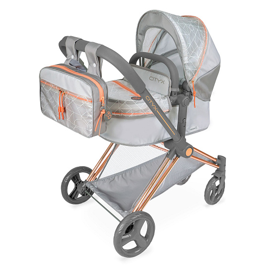 Rappa DeCuevas 81777 Skládací kočárek pro panenky 3 v 1 s batůžkem CITY X 2024 - 73 cm