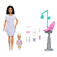 Mattel Barbie herní set povolání - zubařka černovláska