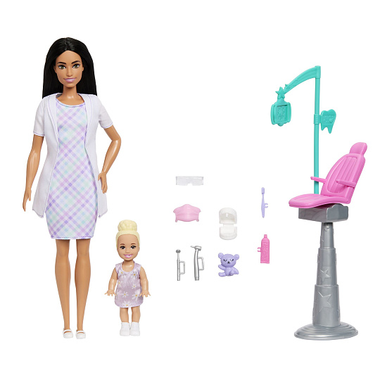 Mattel Barbie herní set povolání - zubařka černovláska