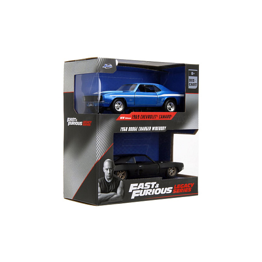 Jada Rychle a zběsile Twin Pack Chevrolet Camaro 1969 a Dodge Charge Wide Body 1968, 1:32 Wave 2/1