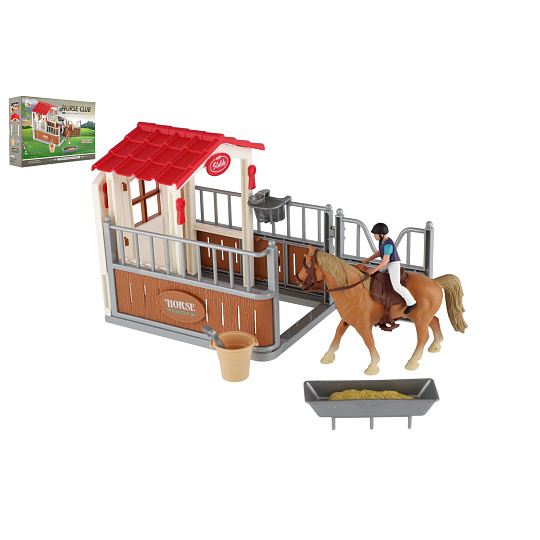 Teddies Sada farma kůň s doplňky plast v krabici 30x20x7,5cm