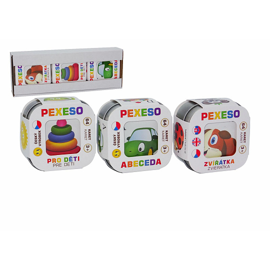 Pexeso 3ks Abeceda, Zvířátka, Pro děti společenská hra v krabičce 8x21x4cm Hmaťák