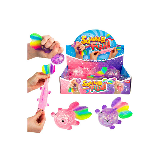 Teddies Ryba mačkací antistresová silikon třpytivý 13cm 2 barvy