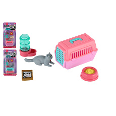 Teddies Mazlíček/kočka s přenosným boxem plast 4cm s doplňky 4 druhy