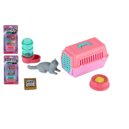 Teddies Mazlíček/kočka s přenosným boxem plast 4cm s doplňky 4 druhy