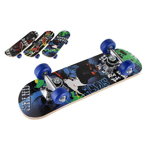 Skateboard drevěný 43cm 3 barvy ve fólii