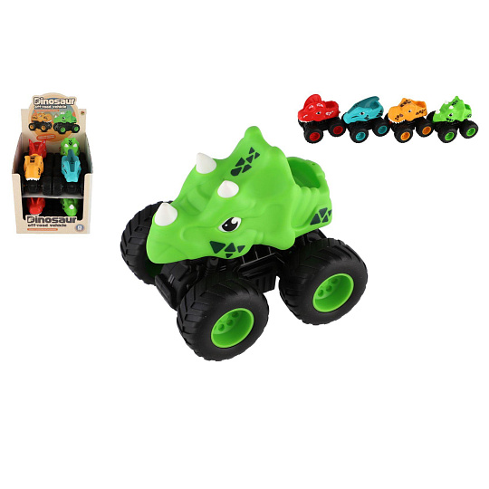 Teddies Auto terénní Off-Road dinosaurus 9,5x11cm na setrvačník 4 druhy 8ks v boxu