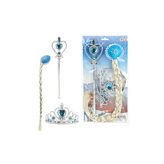 Sada krásy plast korunka,žezlo,cop Ledová princezna na kartě 19x35x1cm