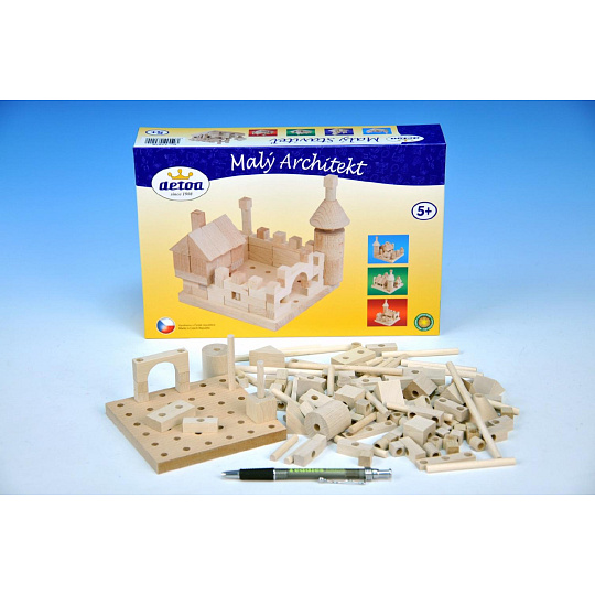 Detoa Stavebnice Malý Architekt kostky dřevo 120ks v krabici 29x20x6cm
