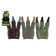 Teddies Dinosaurus tlapa/drápy na ruku guma 15x23cm 3 druhy 12ks v boxu karneval