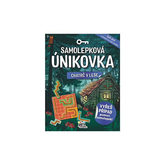 Samolepková únikovka Chatrč v lese 20x26cm CZ verze