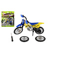 Motorka prstová s doplňky kov/plast 12cm 2 barvy na kartě