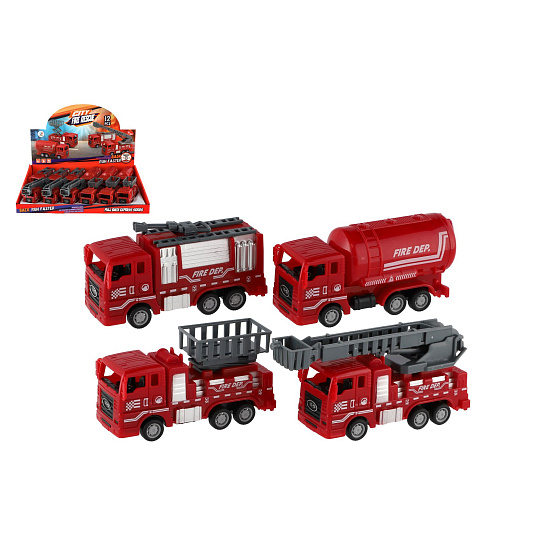 Teddies Auto hasiči plast 11cm na zpětné natažení 4 druhy