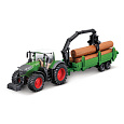 Bburago - FARMLAND, Fendt 1050 Vario s nakladačem a přívěsem na dřevo, 10 cm
