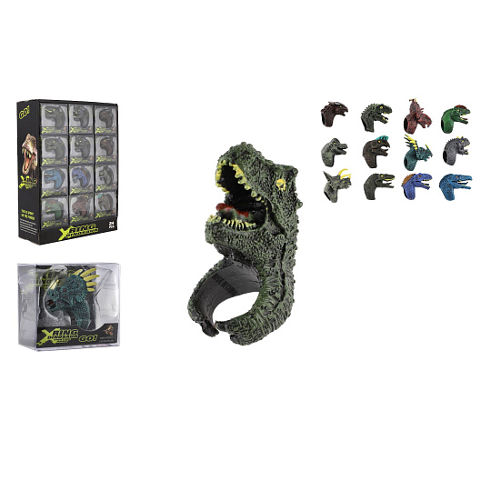 Teddies Prstýnek dinosaurus nastavitelný plast 2x4cm mix druhů