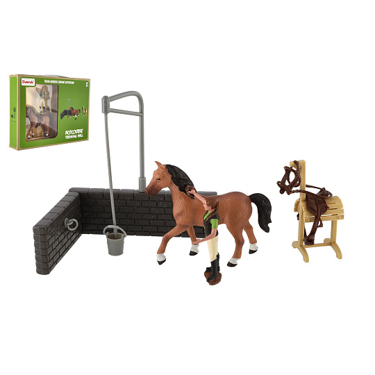 Sada farma kůň s doplňky plast v krabici 30x24x6cm